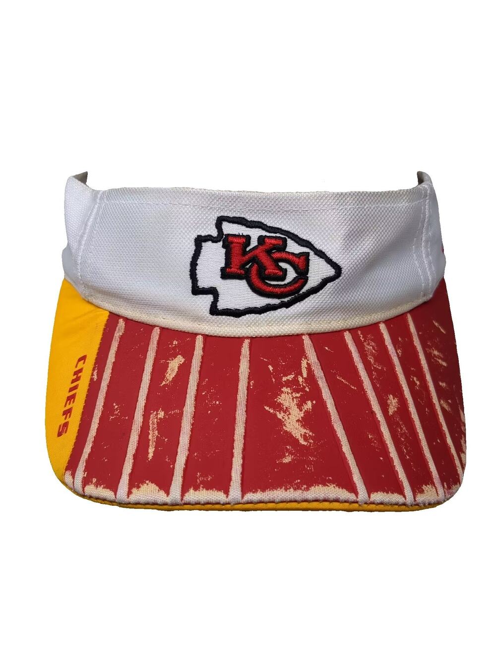 Kansas City Chiefs NFL Reebok Visor White Red One Size Distressed Brim Hat